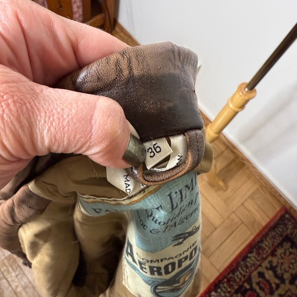 Aeropostale Vintage Brown Leather Bomber Jacket - Picture 7 of 9